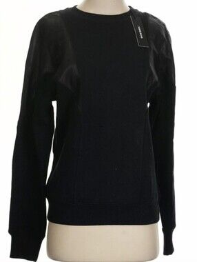 Diesel black sweatshirt w/leather trim XS